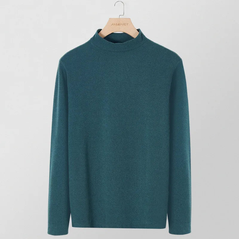 Rollkragen Langarm Einfarbiges Shirt Herren Slim Fit Stilvoll