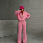 Damen Sweatset Mit Reissverschlussjacke Und Elastischer Taille Frühling Herbst