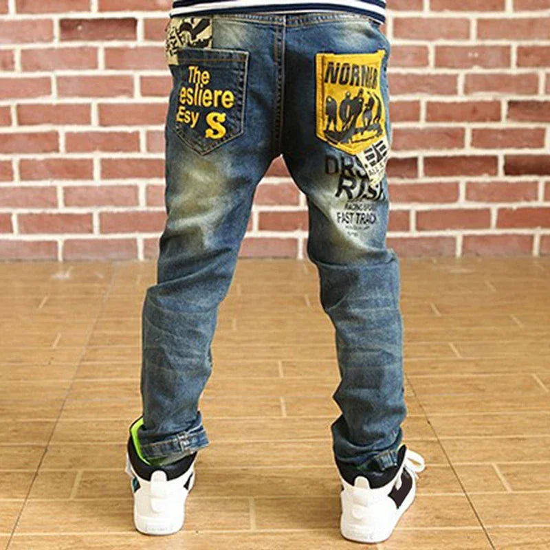 Kinder Jeans Unisex Röhrenjeans Elastischer Bund Weicher Denim Alltag