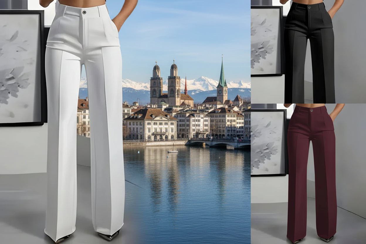 Damen Anzughose Tailliert Gerades Bein Twill Polyester Büro Elegant Pflegeleicht