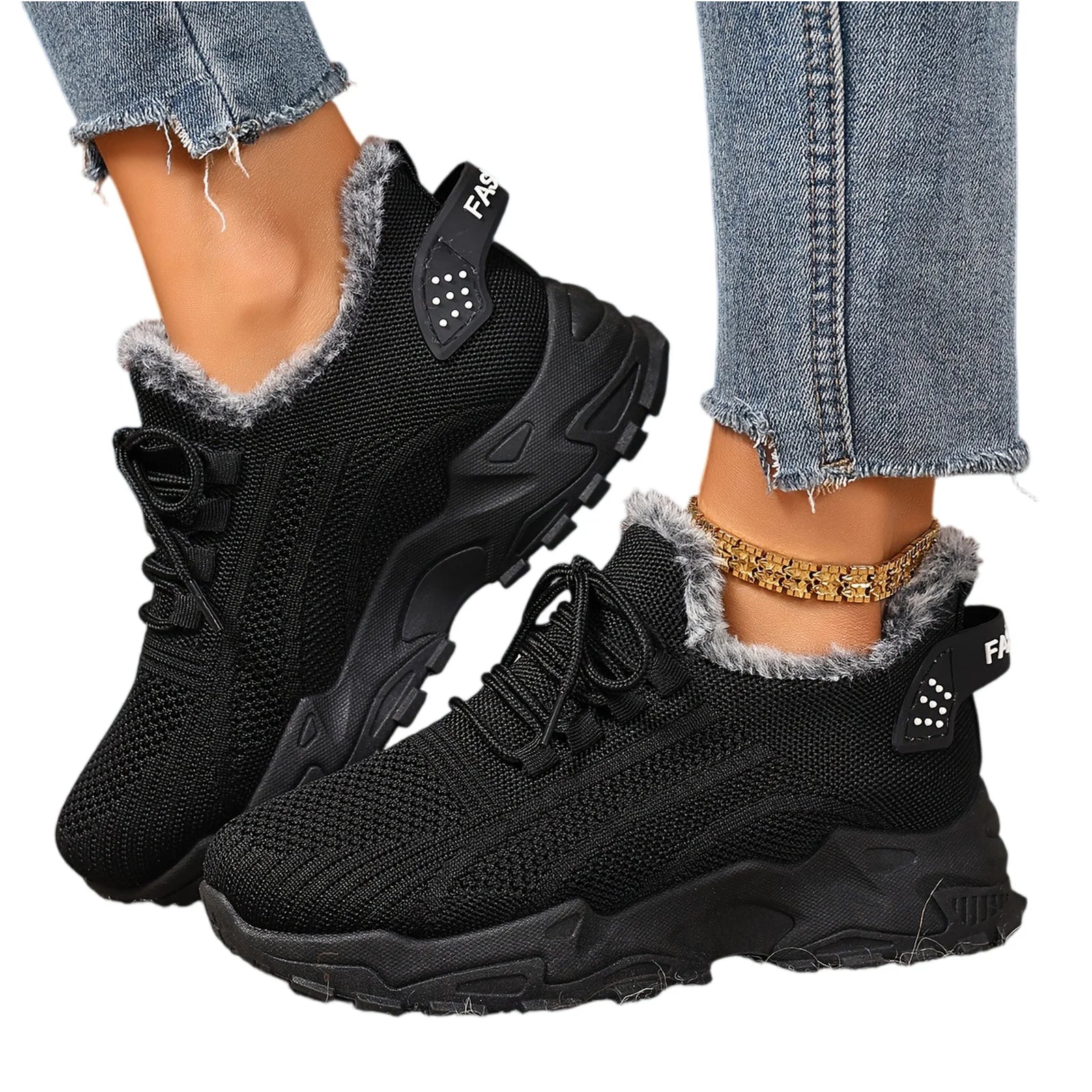 Damen Winter Sneaker Gefüttert Warm Rutschfest Outdoor Sportschuhe