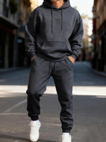 Herren Trainingsanzug Set Kapuzenpullover Jogginghose Einfarbiger Sportanzug