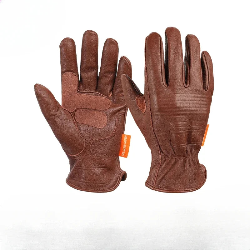 Unisex Retro Motorradhandschuhe Atmungsaktiv Rutschfest Schaffell Griff