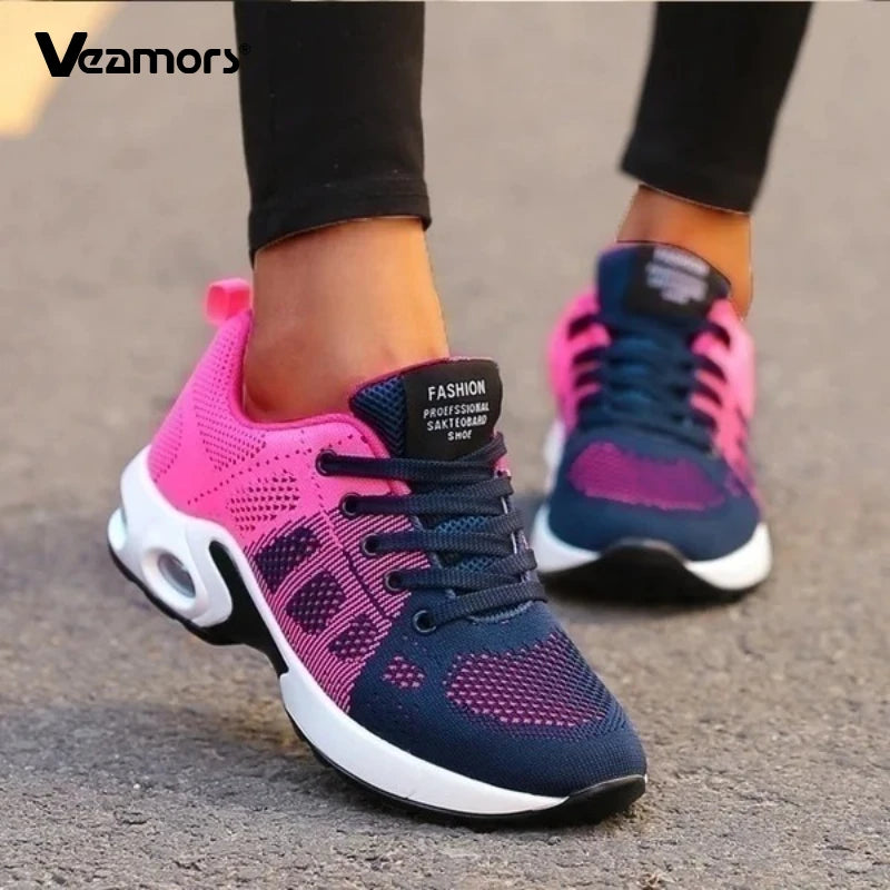 Damen Laufschuhe Mesh Atmungsaktiv Air Kissen Leicht Sportschuhe