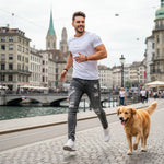 Herren Stretch Jeans Slim Fit Denim Retro Waschdesign Reissverschluss