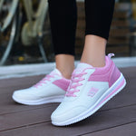 Damen Sneaker Leder Weiss Pink Atmungsaktiv Weiche Sohle Bequem