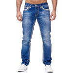 Jeans Herren Gerade Passform Gewaschen Lange Denim Hose Streetwear