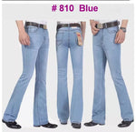 Flare Jeans Herren Mid-Rise Elastisch Denim Hose Schwarz