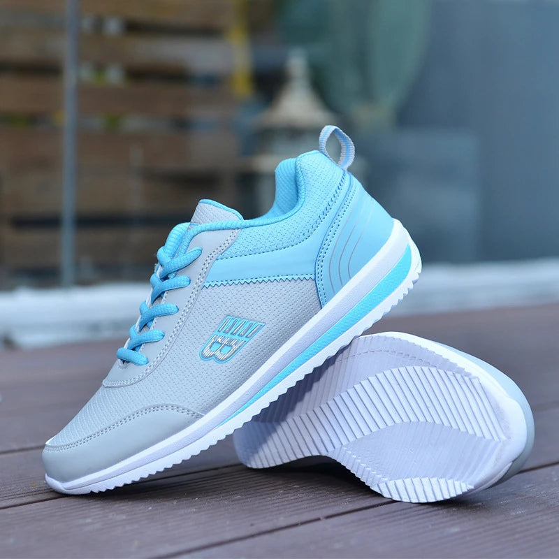 Damen Sneaker Leder Weiss Pink Atmungsaktiv Weiche Sohle Bequem