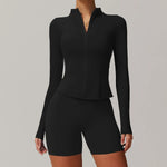 LezyanXR Damen Yogaanzug – Reissverschluss Stehkragen Hip-Lift Leggings