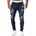 Herren Stretch Jeans Slim Fit Denim Retro Waschdesign Reissverschluss