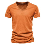 Herren T-Shirt 100% Baumwolle V-Ausschnitt Slim Fit