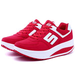 Damen Sneaker Leder Rot Atmungsaktiv Bequem Sportschuhe Modisch