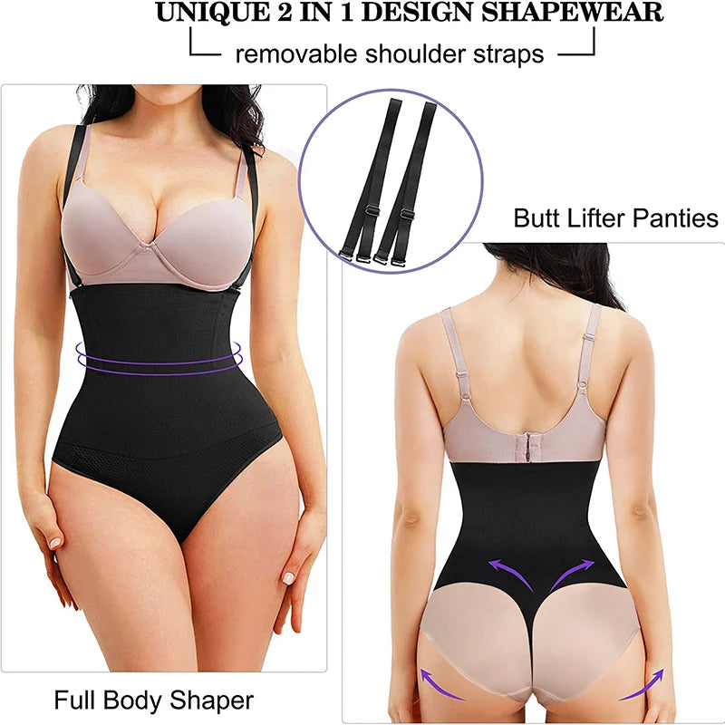 Damen Unterbrust Bodysuit Shapewear Bauchkontrolle Taillenglättung Tanga Design