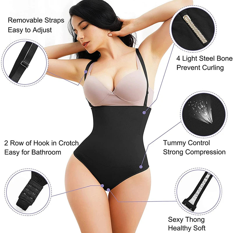 Damen Unterbrust Bodysuit Shapewear Bauchkontrolle Taillenglättung Tanga Design