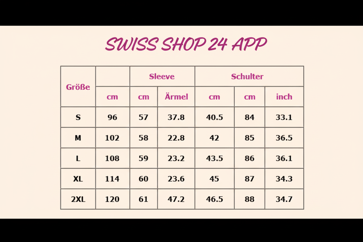 Größentabelle mit Swiss Shop 24 App