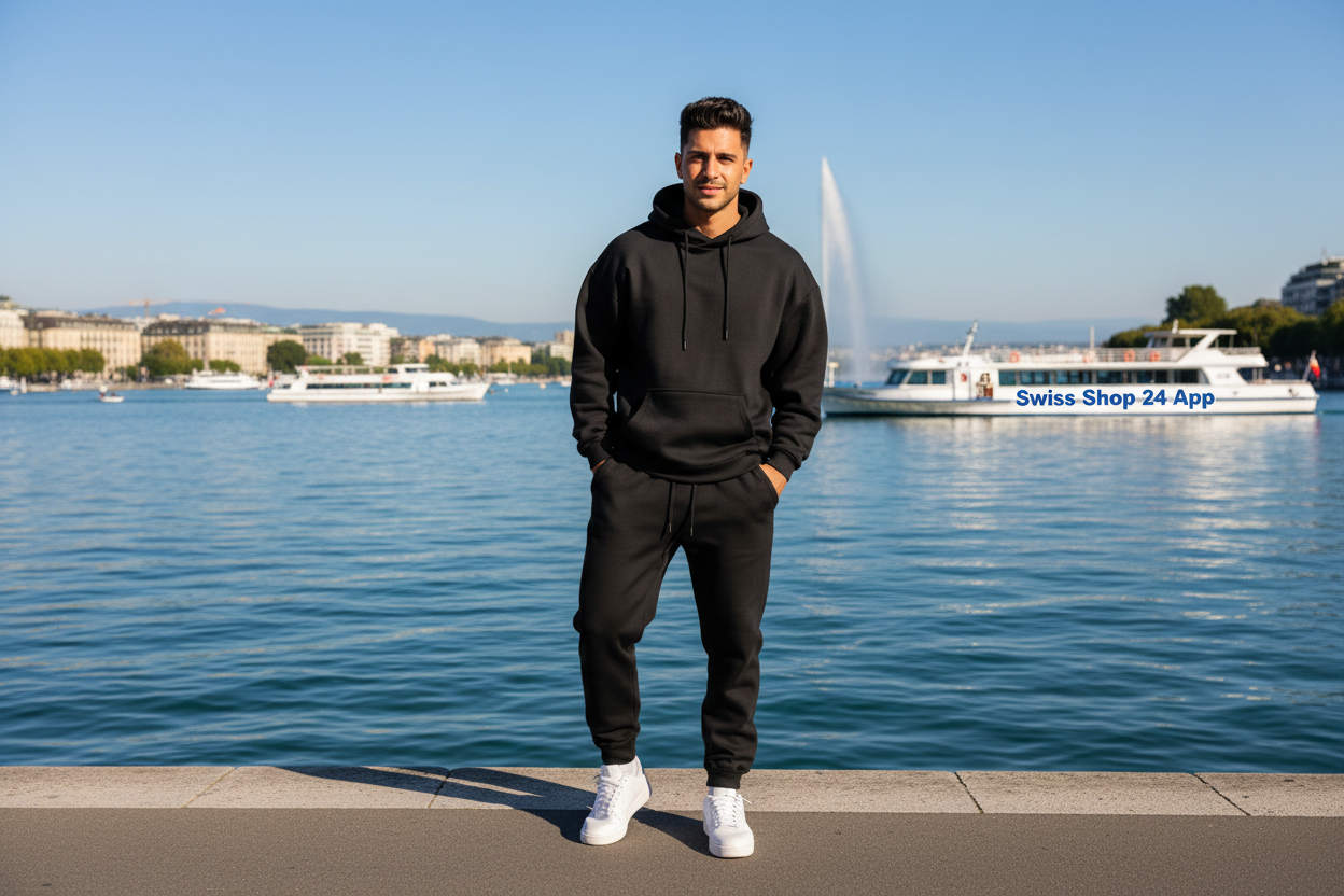 Trainingsanzug Schwarz Sommer Genf