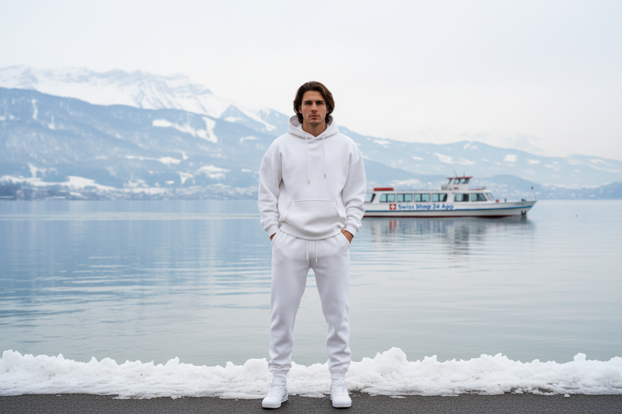 Trainingsanzug Weiss Winter Zürichsee